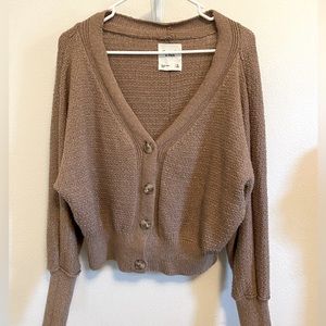 Brown Abercrombie Cropped Cardigan